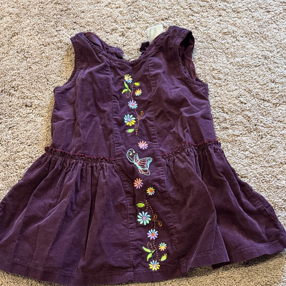 Purple corduroy and embroidered dress size 3T